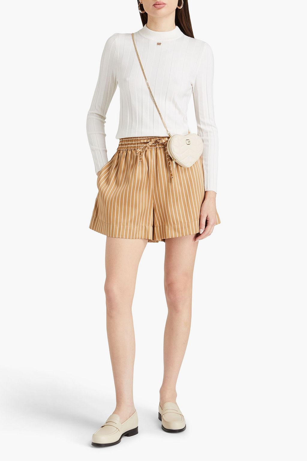 SANDRO Striped satin shorts