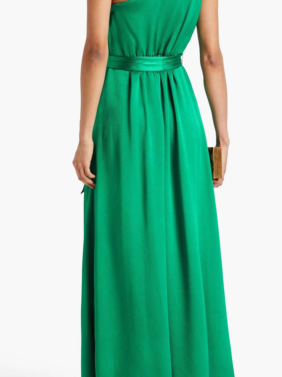 one-shoulder hammered-satin maxi dress