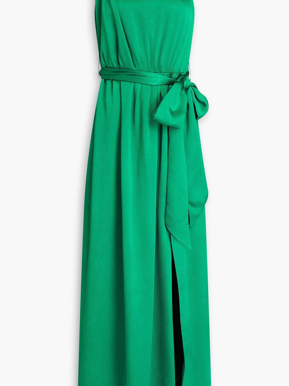one-shoulder hammered-satin maxi dress