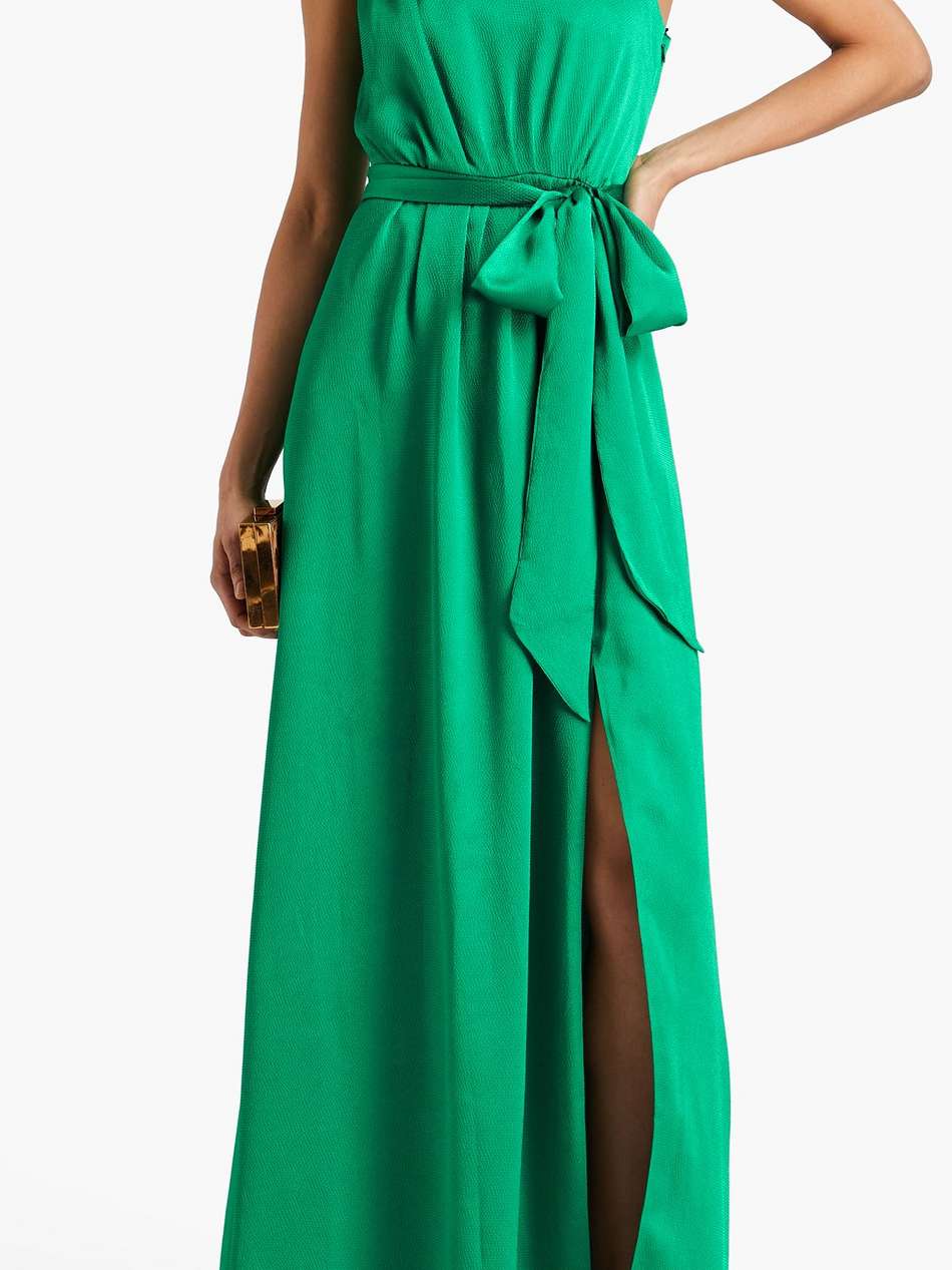 one-shoulder hammered-satin maxi dress
