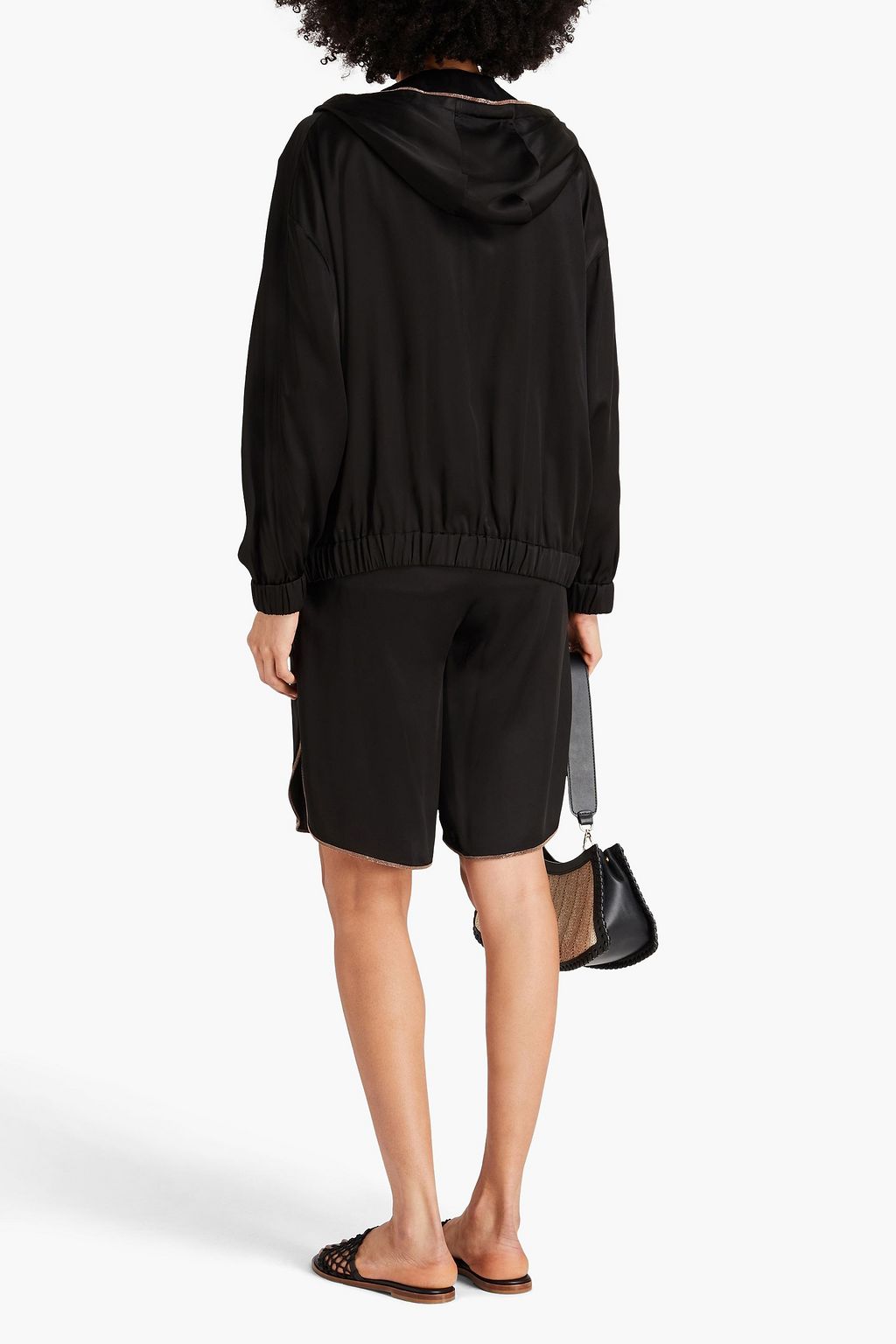 BRUNELLO CUCINELLI 비즈 장식 새틴 후드 재킷