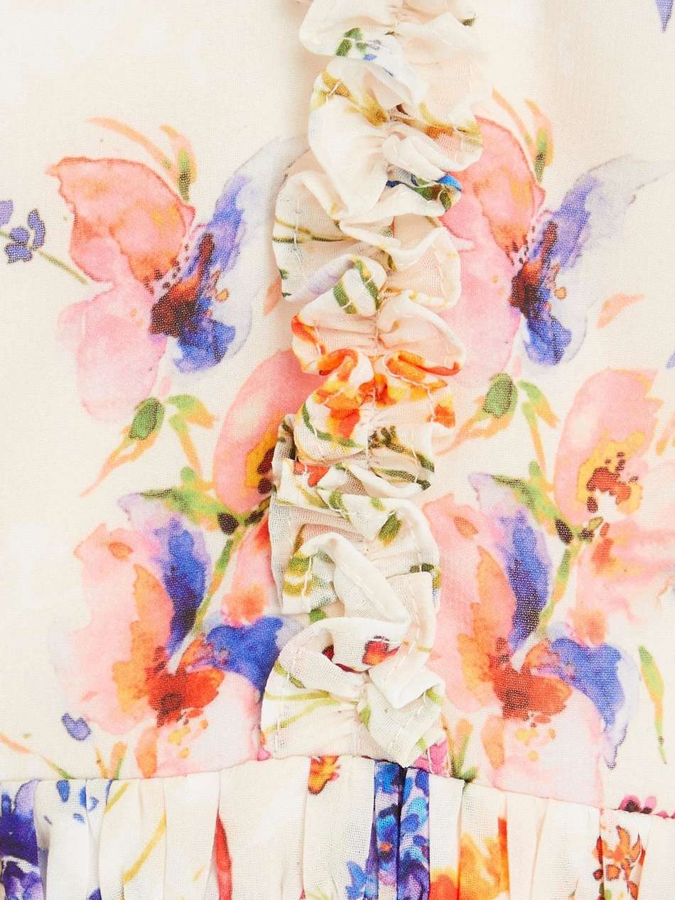 floral-print chiffon mini dress