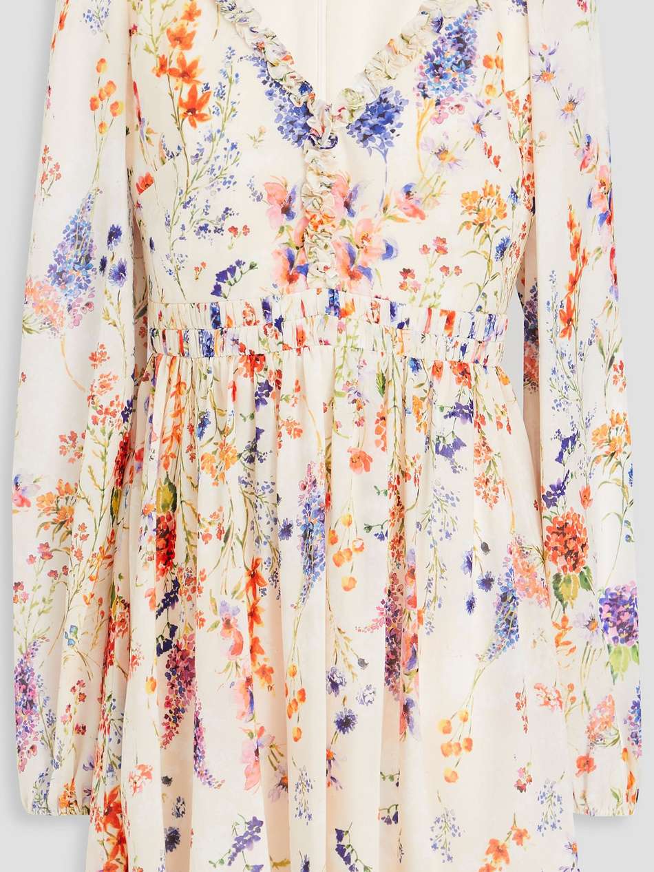 floral-print chiffon mini dress