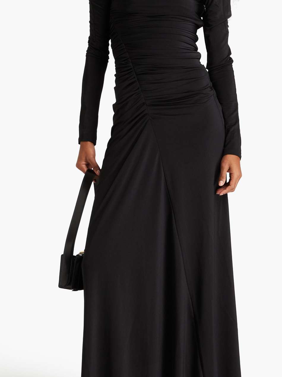 cutout ruched satin-jersey maxi dress
