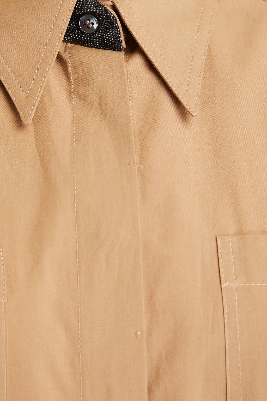 BRUNELLO CUCINELLI Oversized-Hemdkleid in Midilänge aus Baumwollpopeline mit Zierperlen