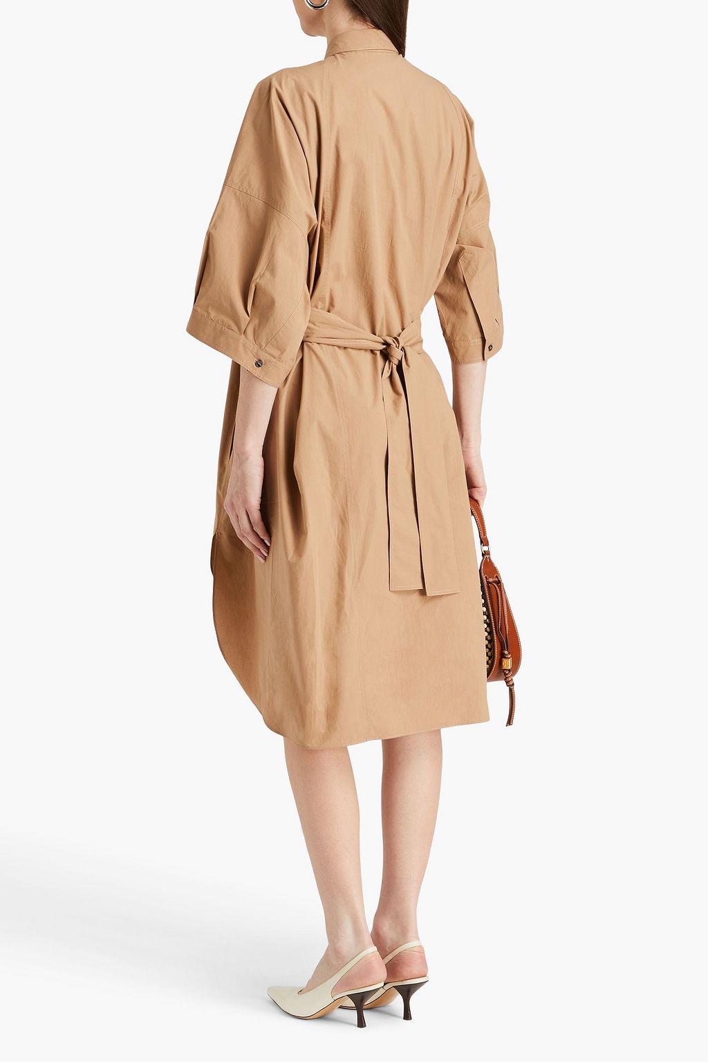 BRUNELLO CUCINELLI Oversized-Hemdkleid in Midilänge aus Baumwollpopeline mit Zierperlen