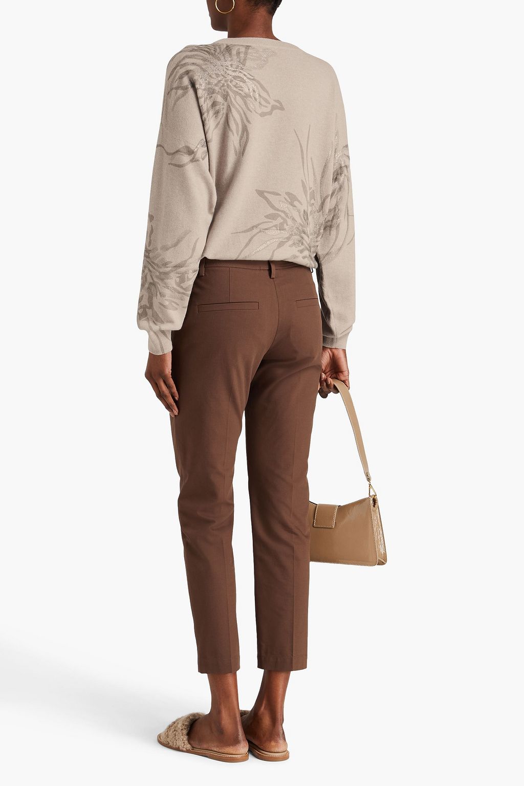 BRUNELLO CUCINELLI Metallic printed wool, cashmere and silk-blend sweater