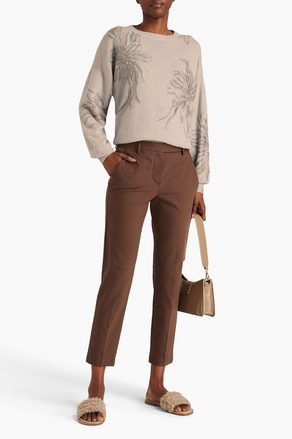 BRUNELLO CUCINELLI Metallic printed wool, cashmere and silk-blend sweater