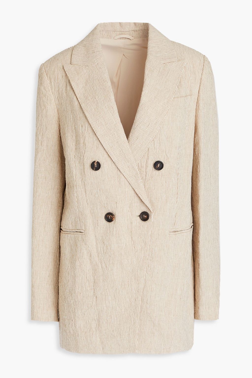 BRUNELLO CUCINELLI Double-breasted pinstriped linen blazer | THE OUTNET