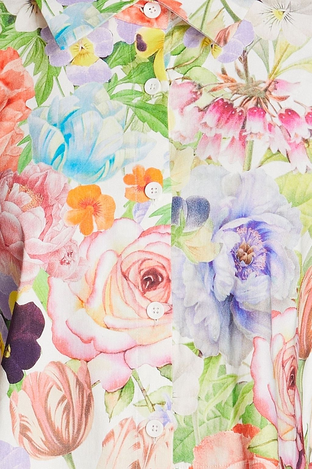 ALICE + OLIVIA قميص قصير مصنوع من مزيج الكتان ومزين بطبعة الأزهار