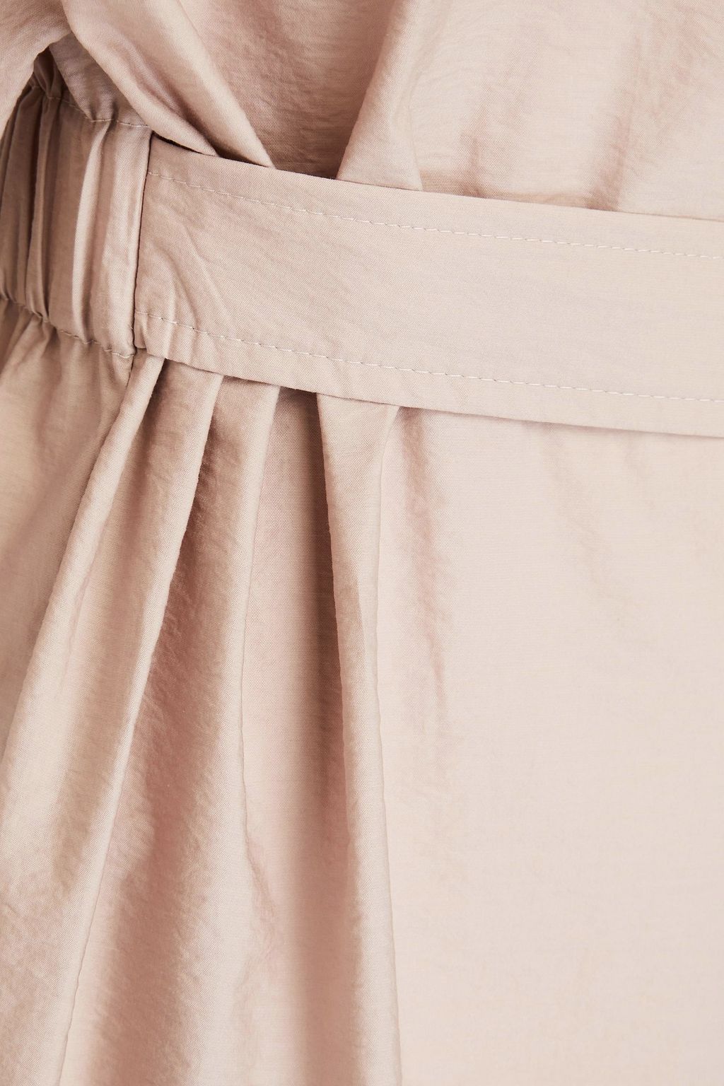 BRUNELLO CUCINELLI Hemdkleid in Midilänge aus einer Baumwollmischung in Knitteroptik mit Zierperlen