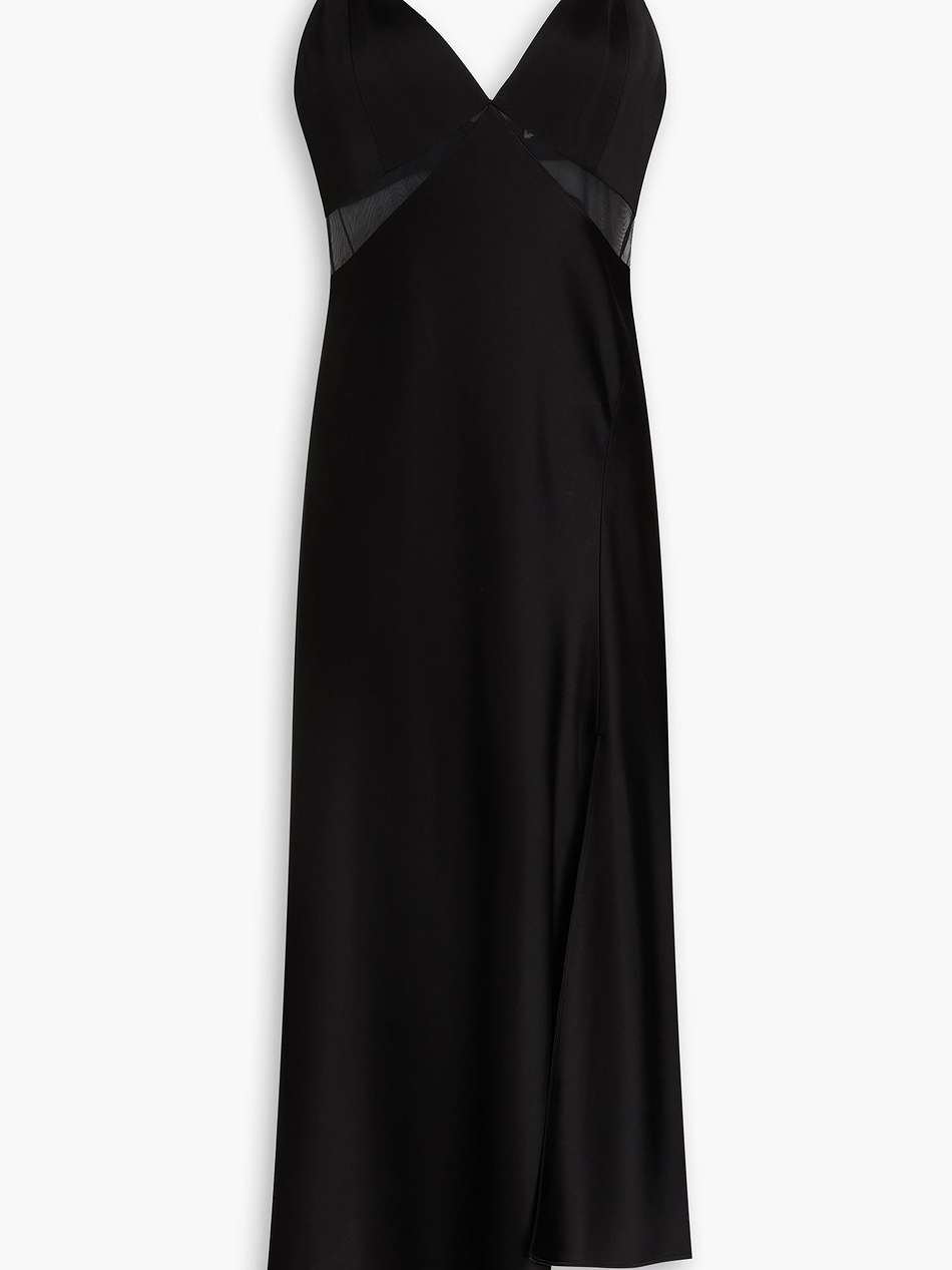 moriah asymmetric satin-crepe midi dress