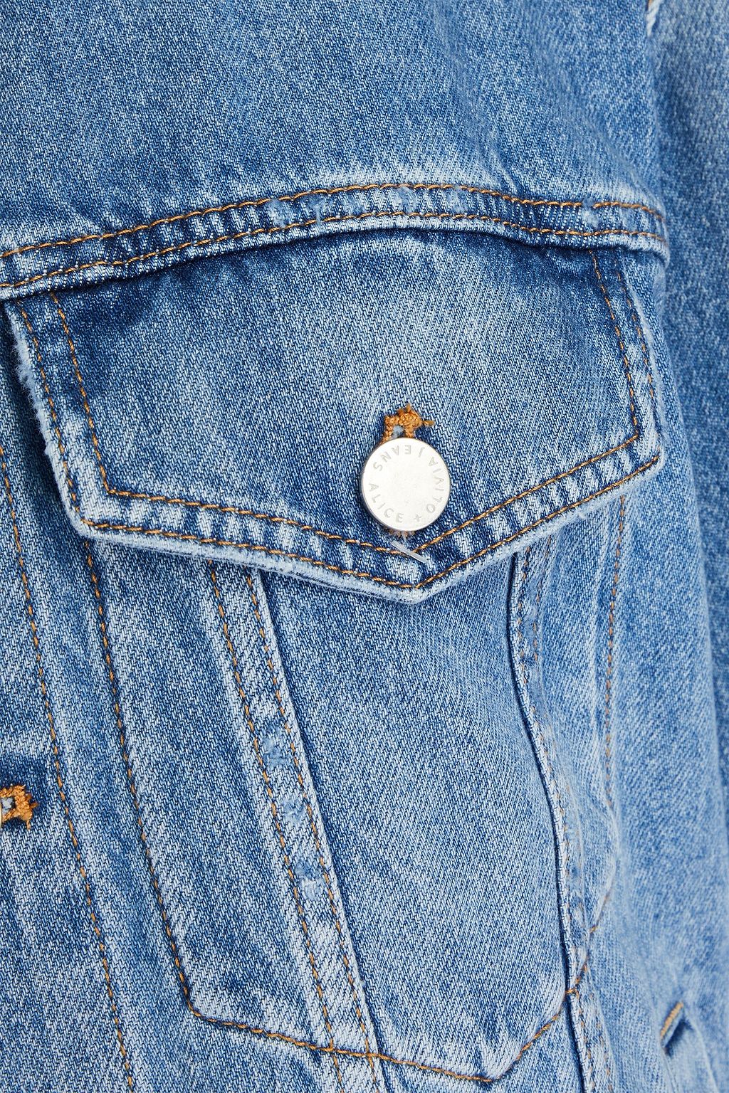 ALICE + OLIVIA JEANS جاكيت “جيف” مصنوع من الدنيم بتأثير معتق