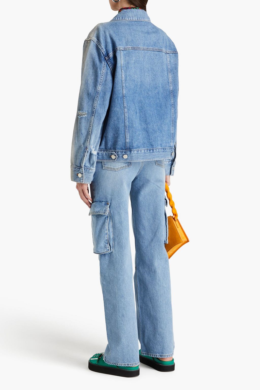 ALICE + OLIVIA JEANS جاكيت “جيف” مصنوع من الدنيم بتأثير معتق