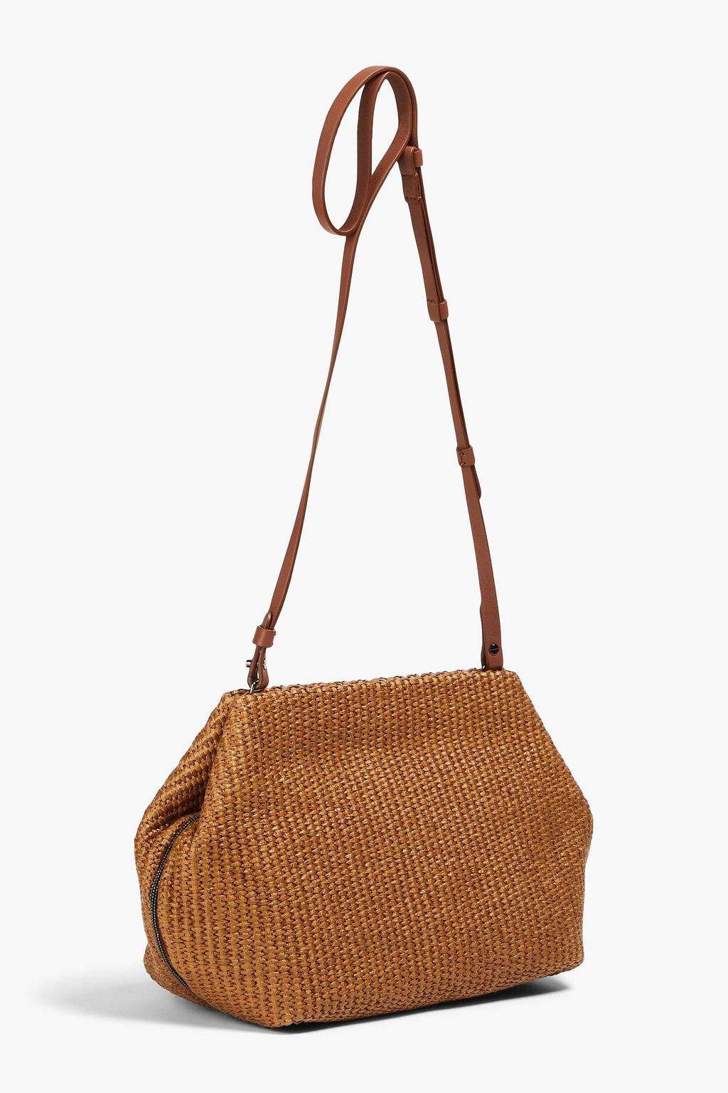 BRUNELLO CUCINELLI Beadembellished woven faux raffia shoulder bag