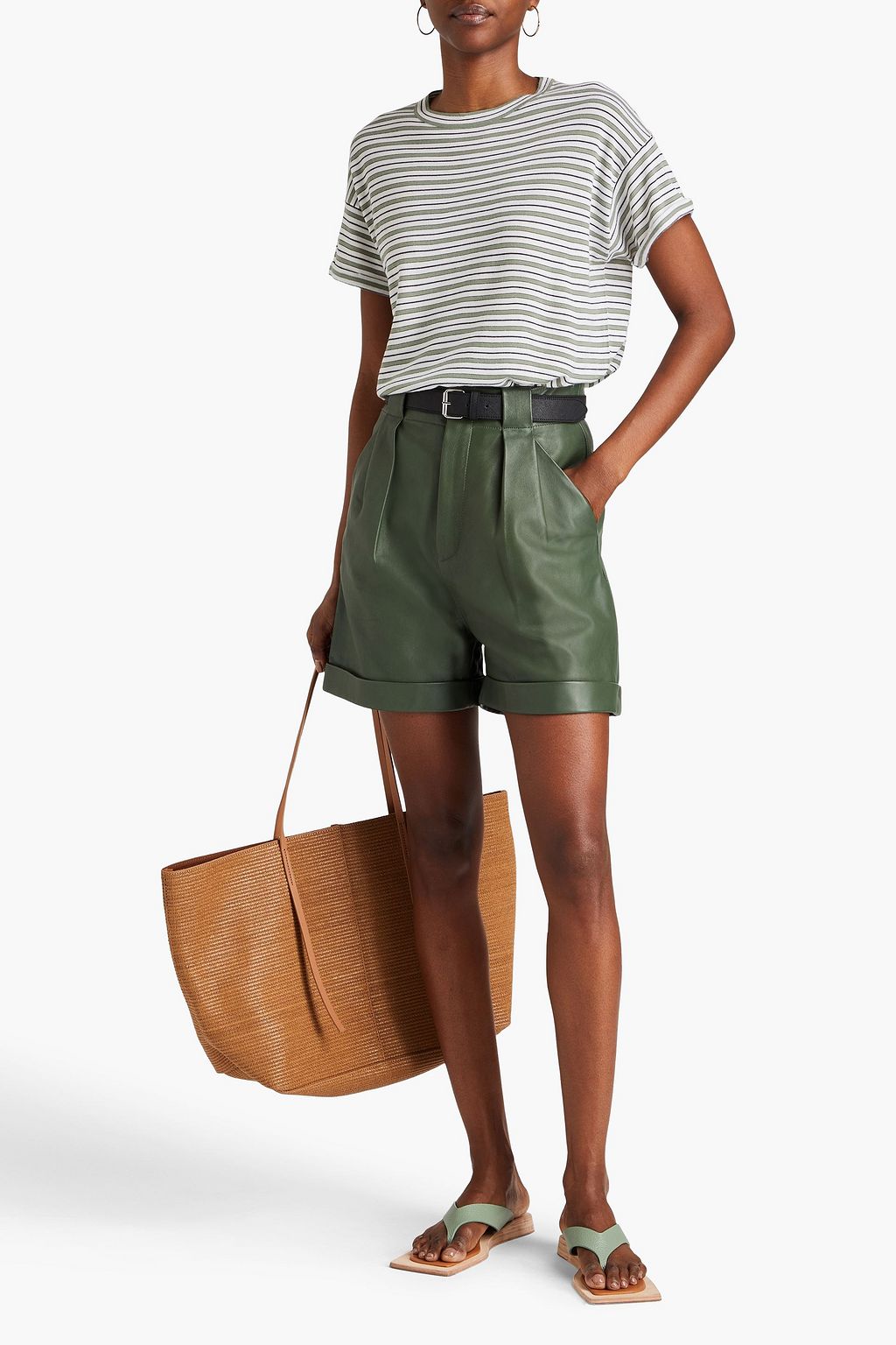 BRUNELLO CUCINELLI ウール&カシミヤ混ジャージー Tシャツ ストライプ