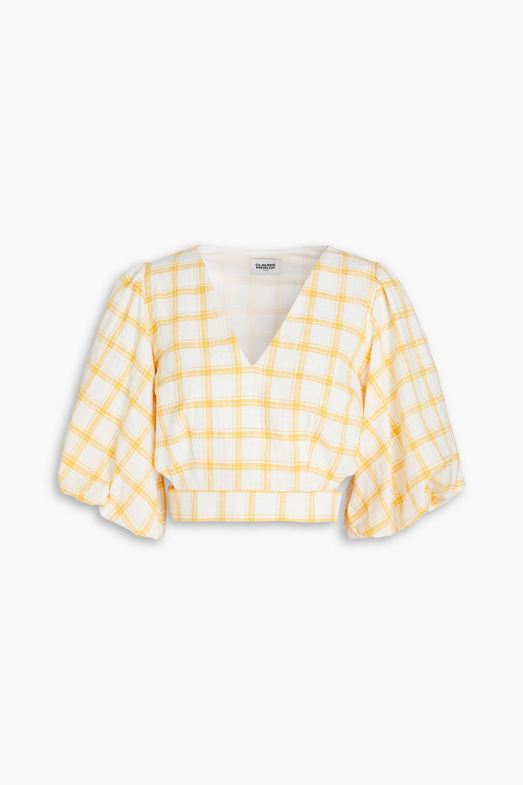 Yellow checkered crop top hotsell