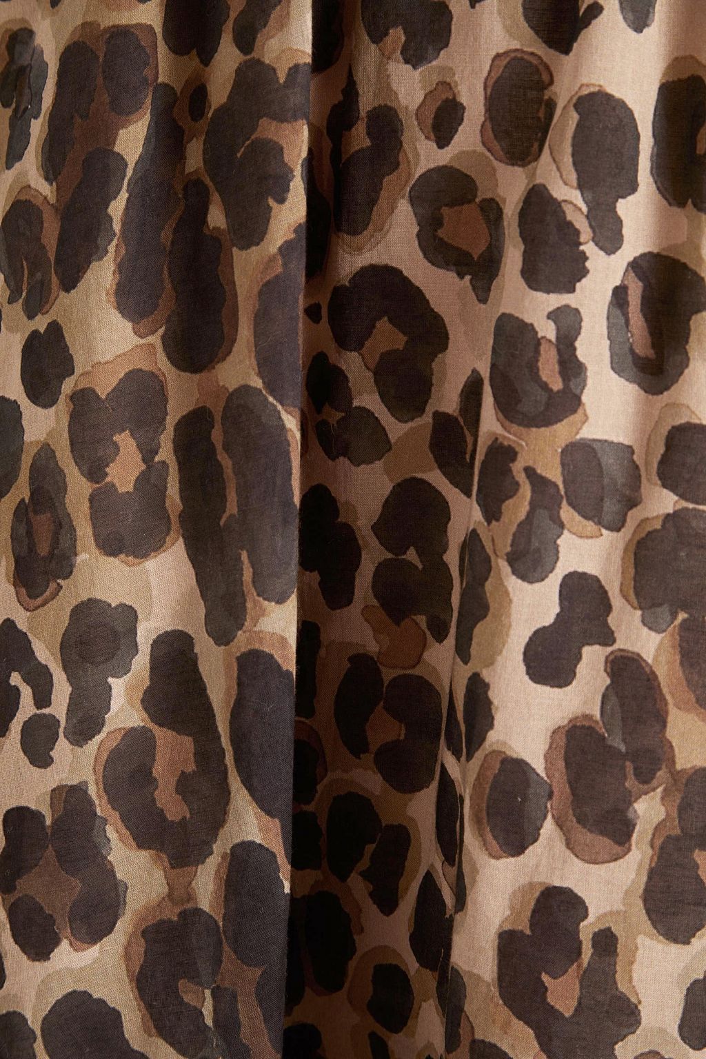 CLAUDIE PIERLOT Midikleid aus Baumwollmusselin mit Leopardenprint und Einsätzen aus Baumwoll-Jersey