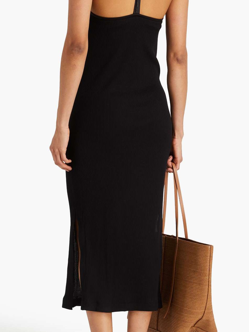 ribbed stretch-cotton jersey midi dress