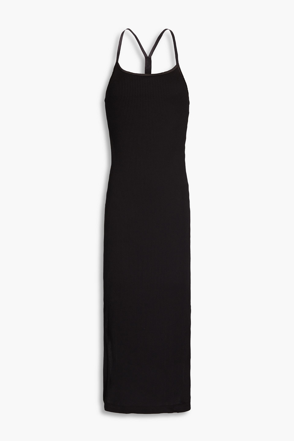 Brunello Cucinelli Ribbed Cotton-jersey Midi Dress In Black