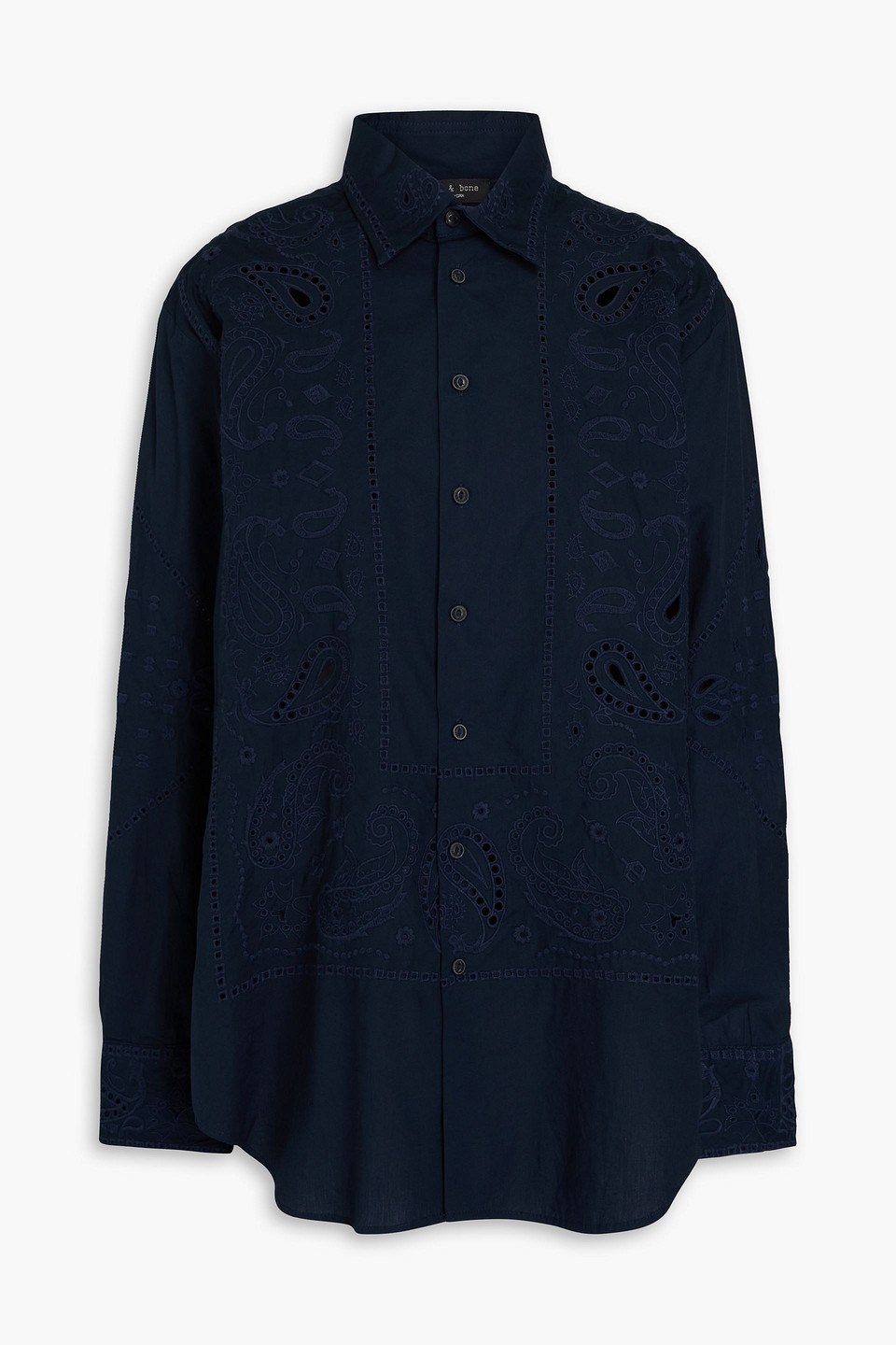 Rag & Bone Vivien Broderie Anglaise Cotton Shirt In Blue