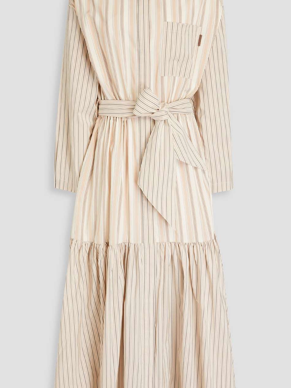 belted striped cotton and silk-blend poplin maxi shirt dress