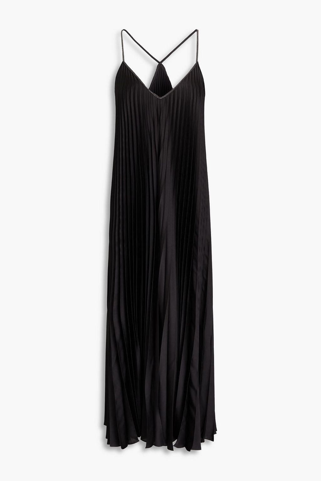 BRUNELLO CUCINELLI Pleated satin midi dress | THE OUTNET