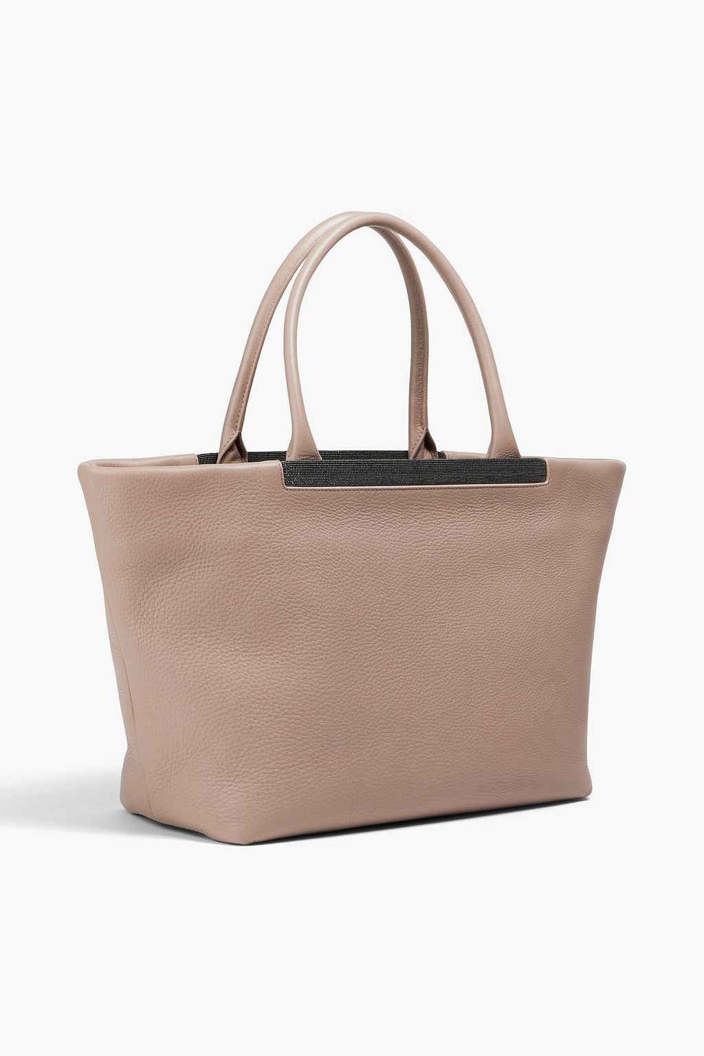 BRUNELLO CUCINELLI Bead-embellished pebbled-leather tote