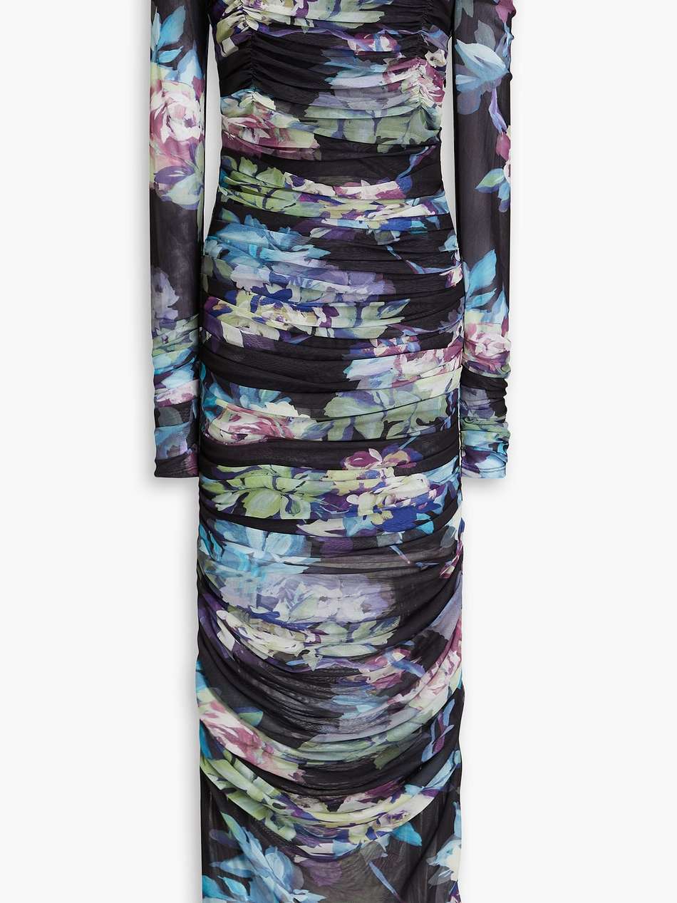 oaklyn off-the-shoulder floral-print stretch-mesh maxi dress