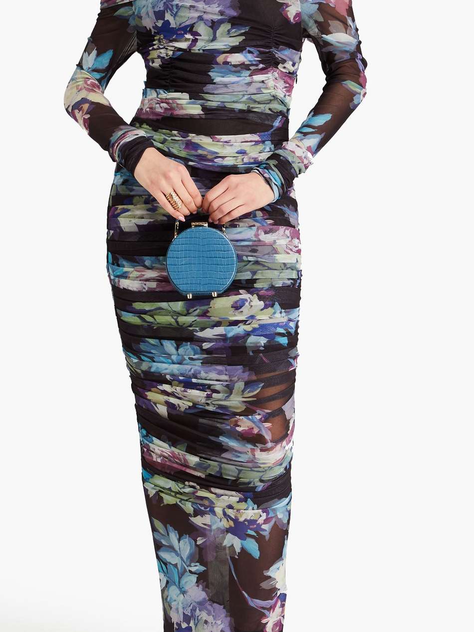 oaklyn off-the-shoulder floral-print stretch-mesh maxi dress