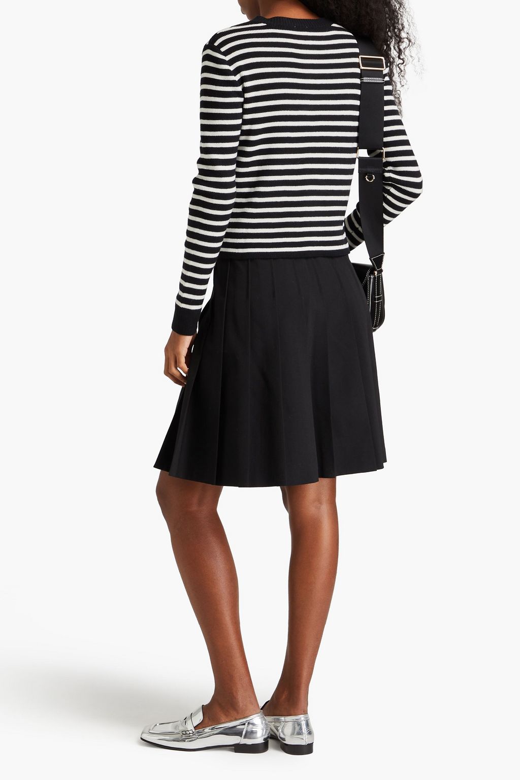 CLAUDIE PIERLOT كارديغان مصنوع من الصوف ومزيج من القطن بتصميم مضلّع ومخطط