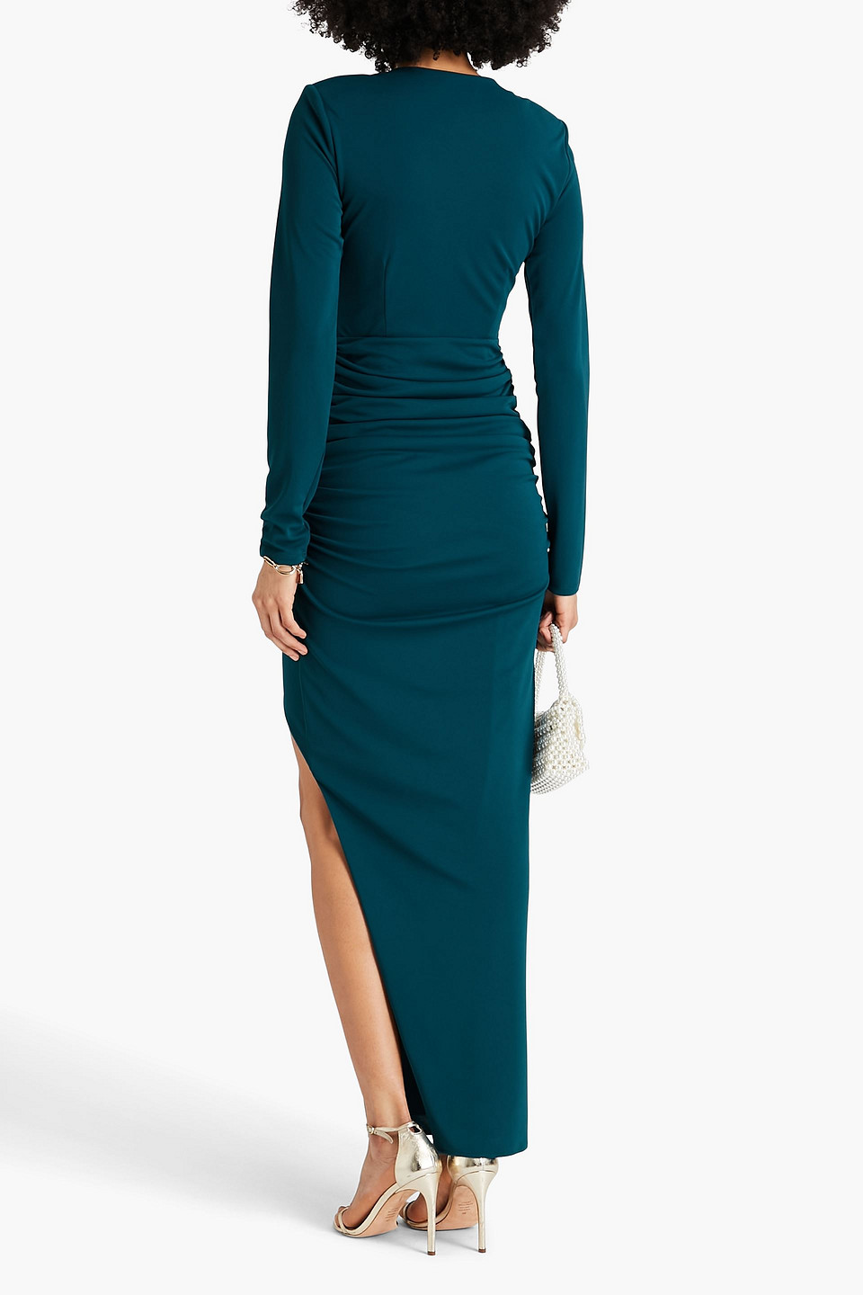 Shop Nicholas Lura Stretch-crepe Gown In Petrol