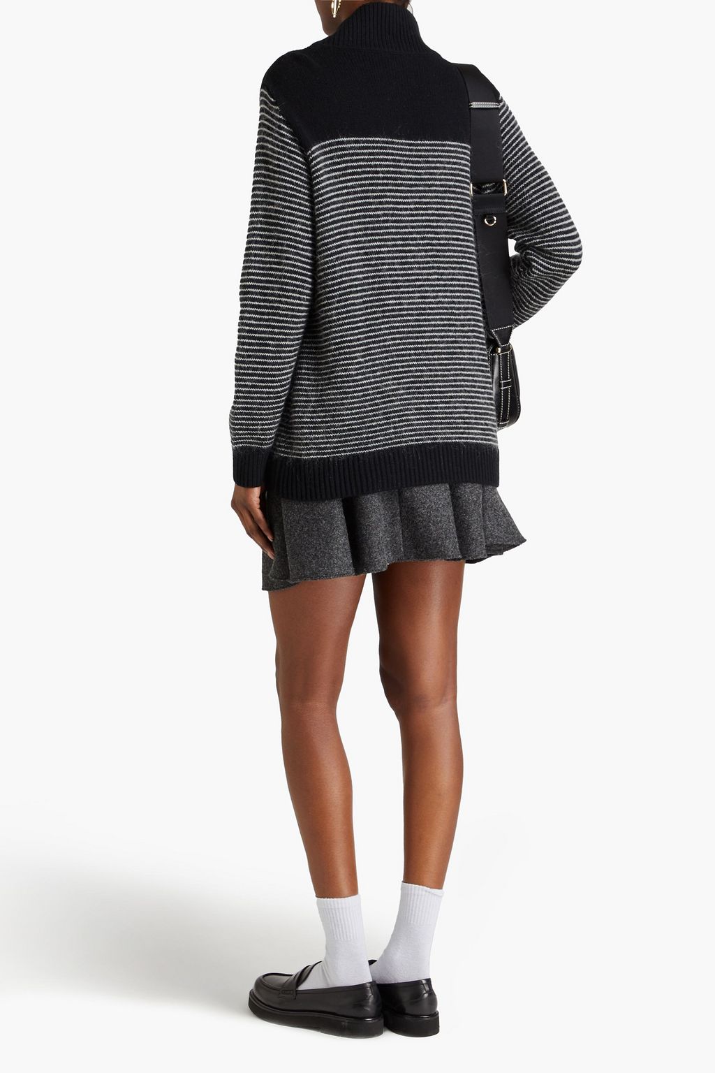 CLAUDIE PIERLOT كنزة رياضية بياقة عالية مصنوعة من مزيج الصوف بتصميم مخطط