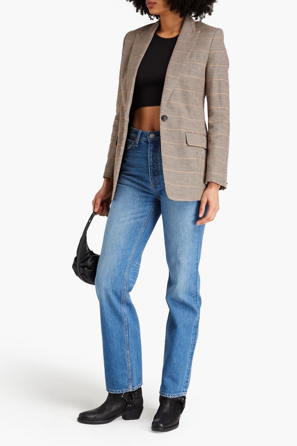 RAG & BONE Foster houndstooth linen and cotton-blend blazer