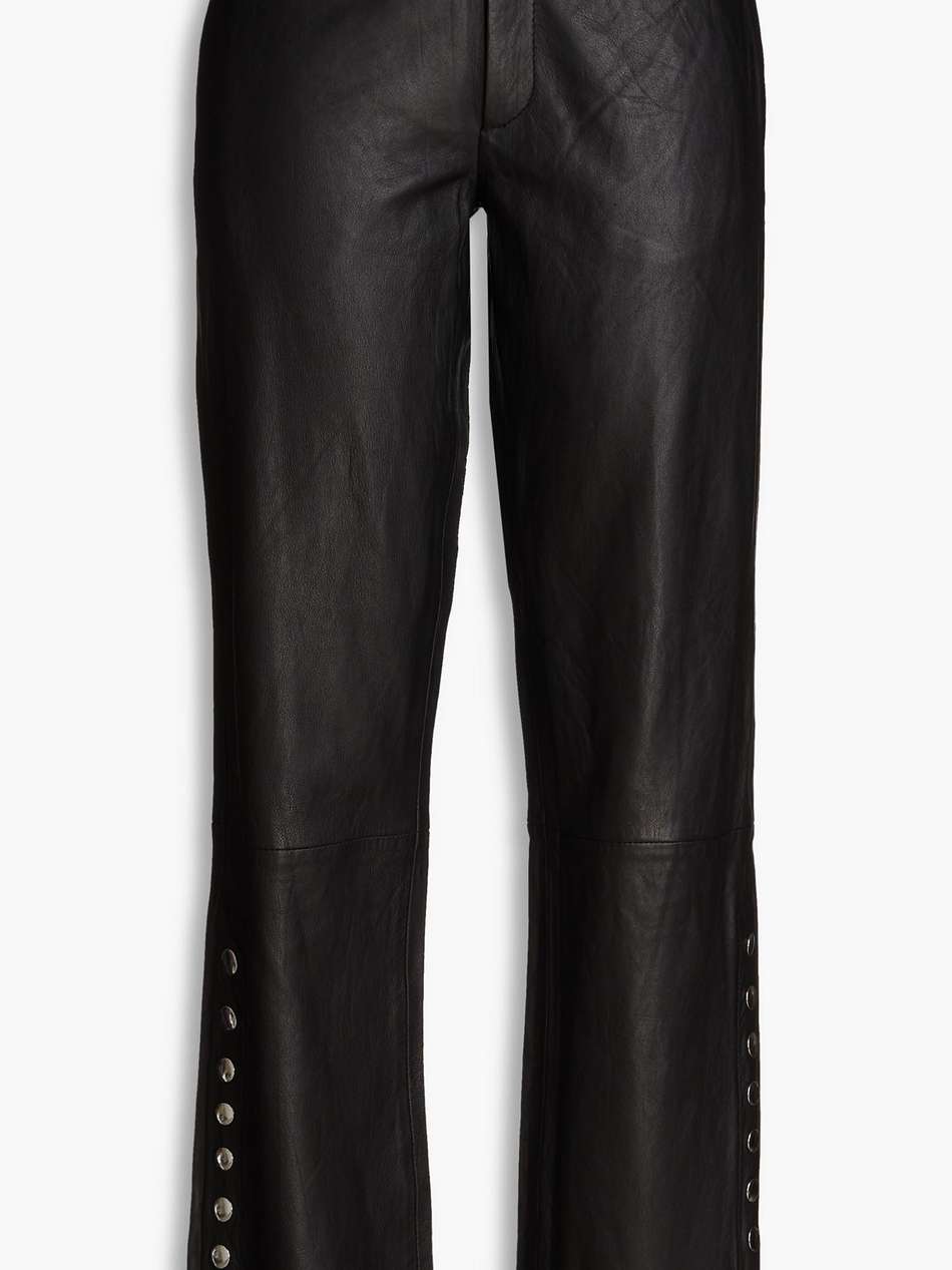 leather straight-leg pants