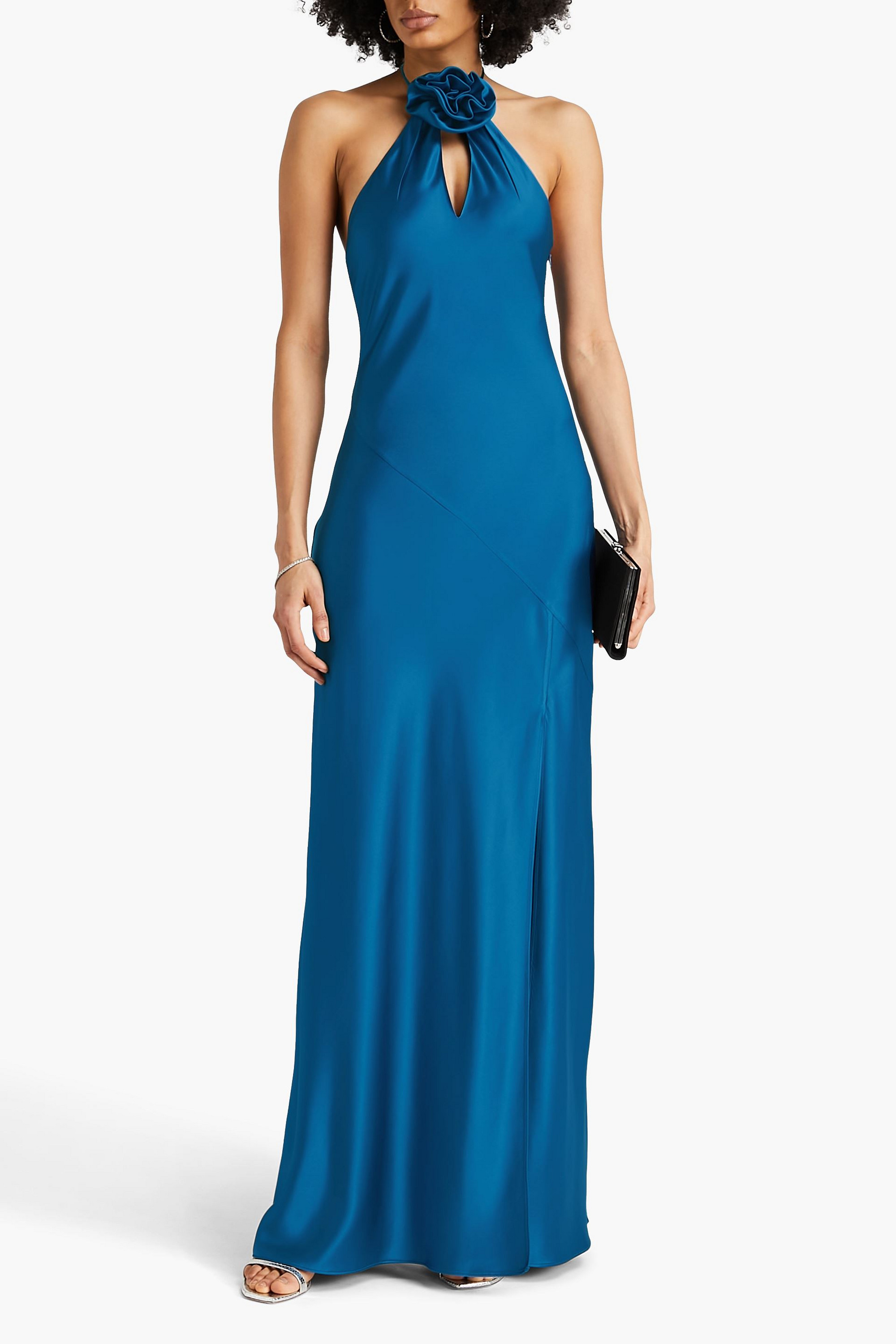 NICHOLAS Satin halterneck maxi dress