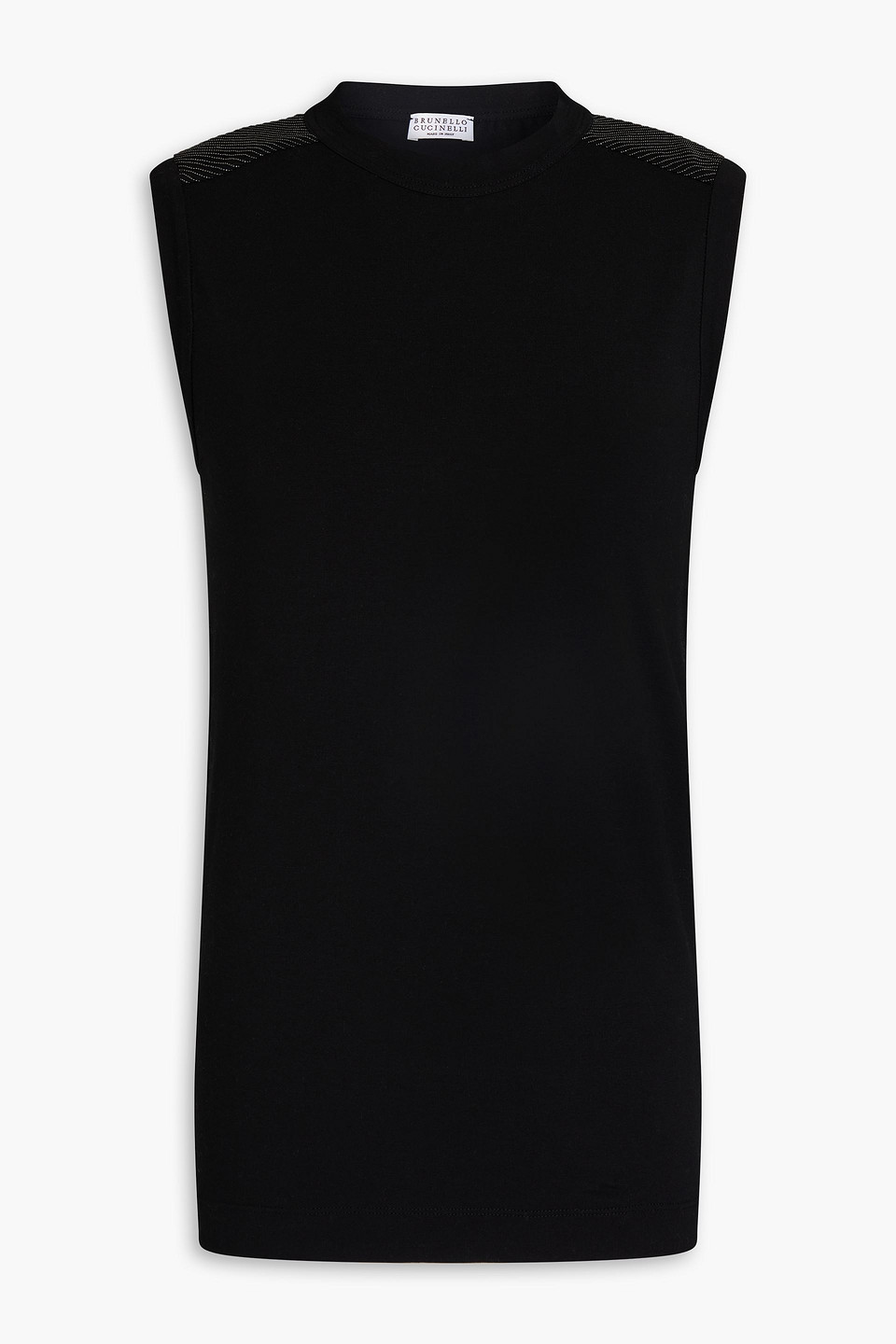 Brunello Cucinelli Tanktop Aus Baumwoll-jersey Mit Zierperlen In Schwarz
