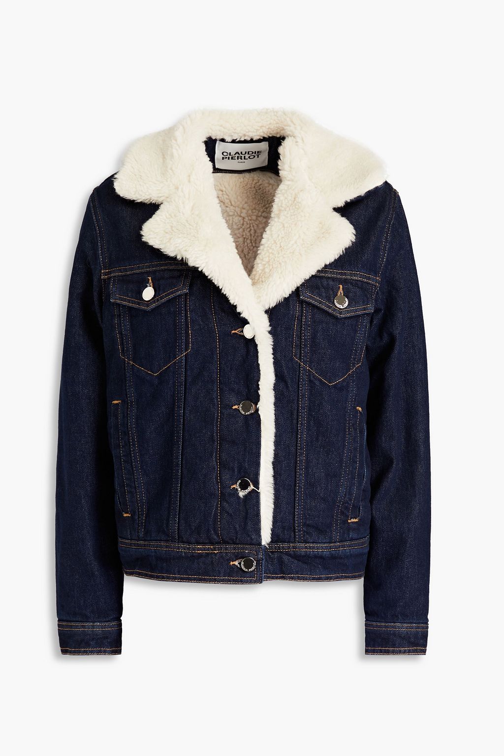 CLAUDIE PIERLOT Faux shearling-lined denim jacket | THE OUTNET