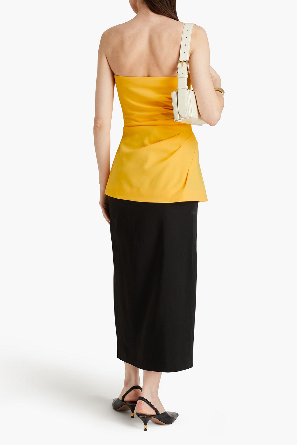 Proenza Schouler Strapless Draped Crepe Top In Saffron