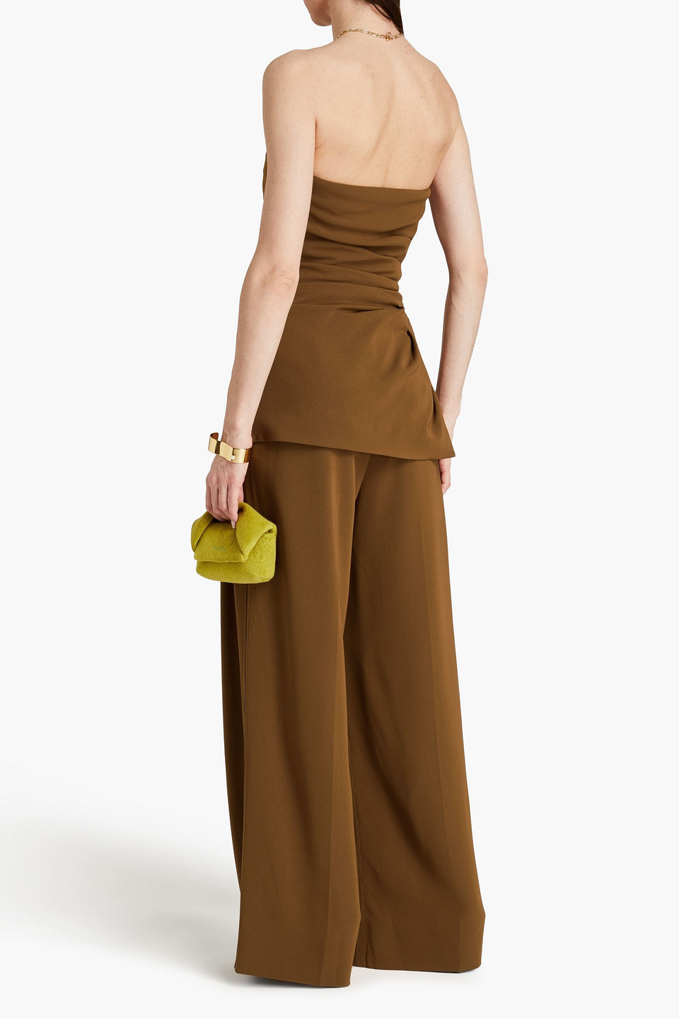 Proenza Schouler Strapless Draped Crepe Top In Brown