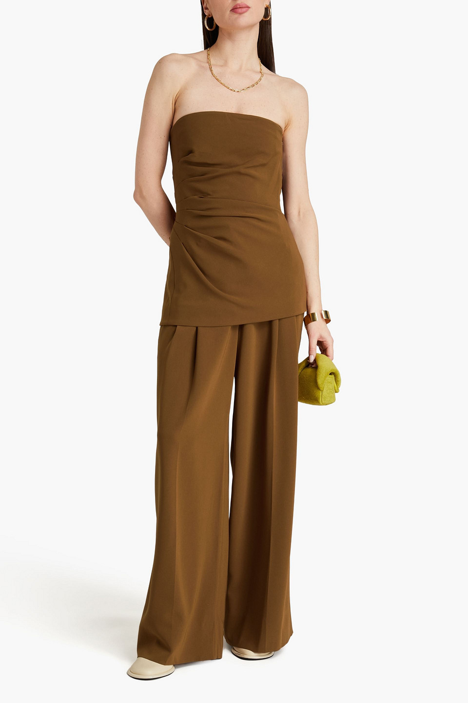 Proenza Schouler Strapless Draped Crepe Top In Brown