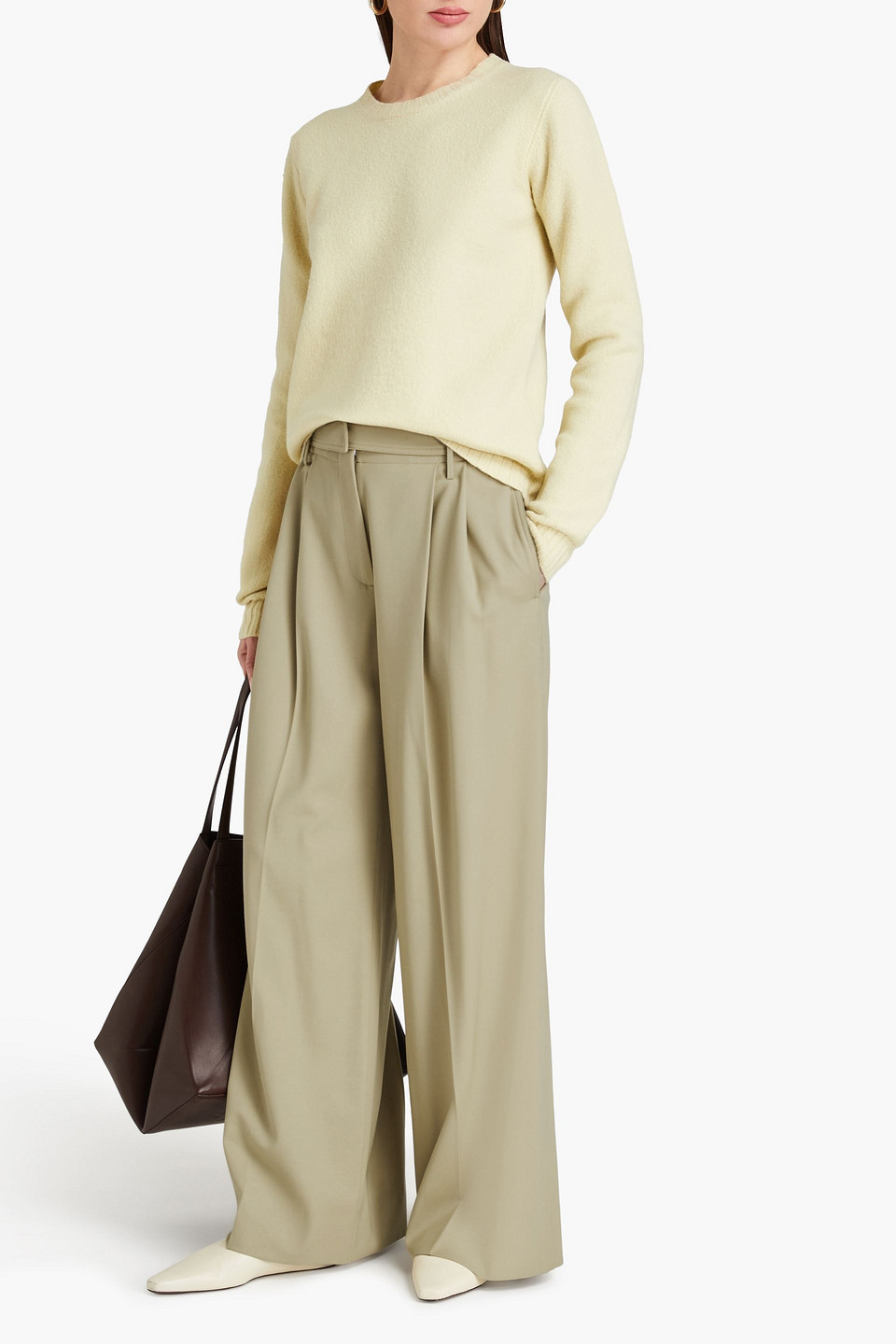 Shop Proenza Schouler Stretch-wool Twill Wide-leg Pants In Sage Green