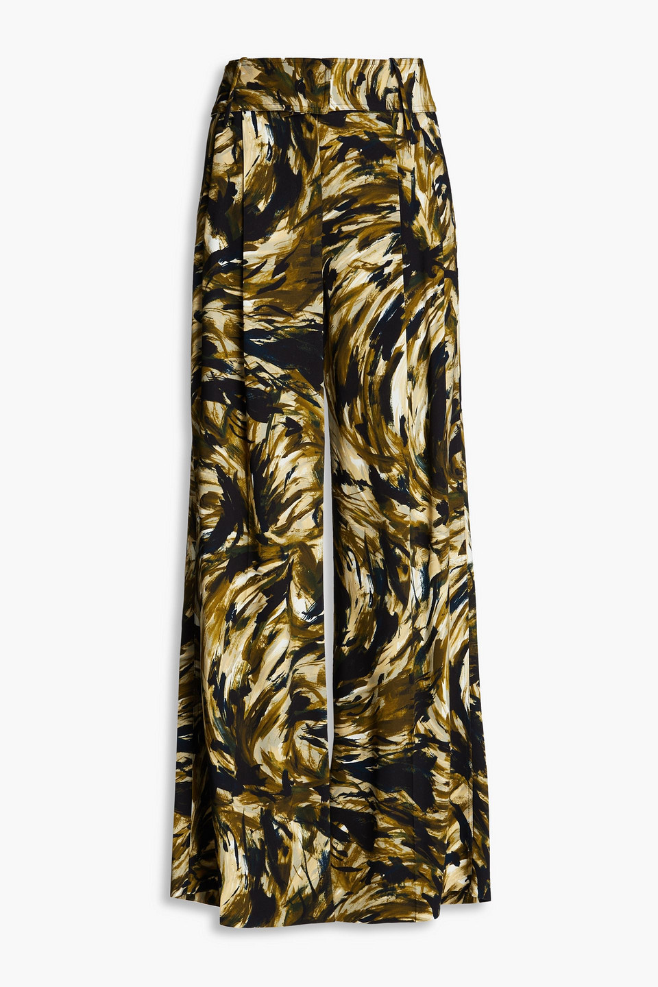 Proenza Schouler Printed Crepe Wide-leg Trousers In Army Green