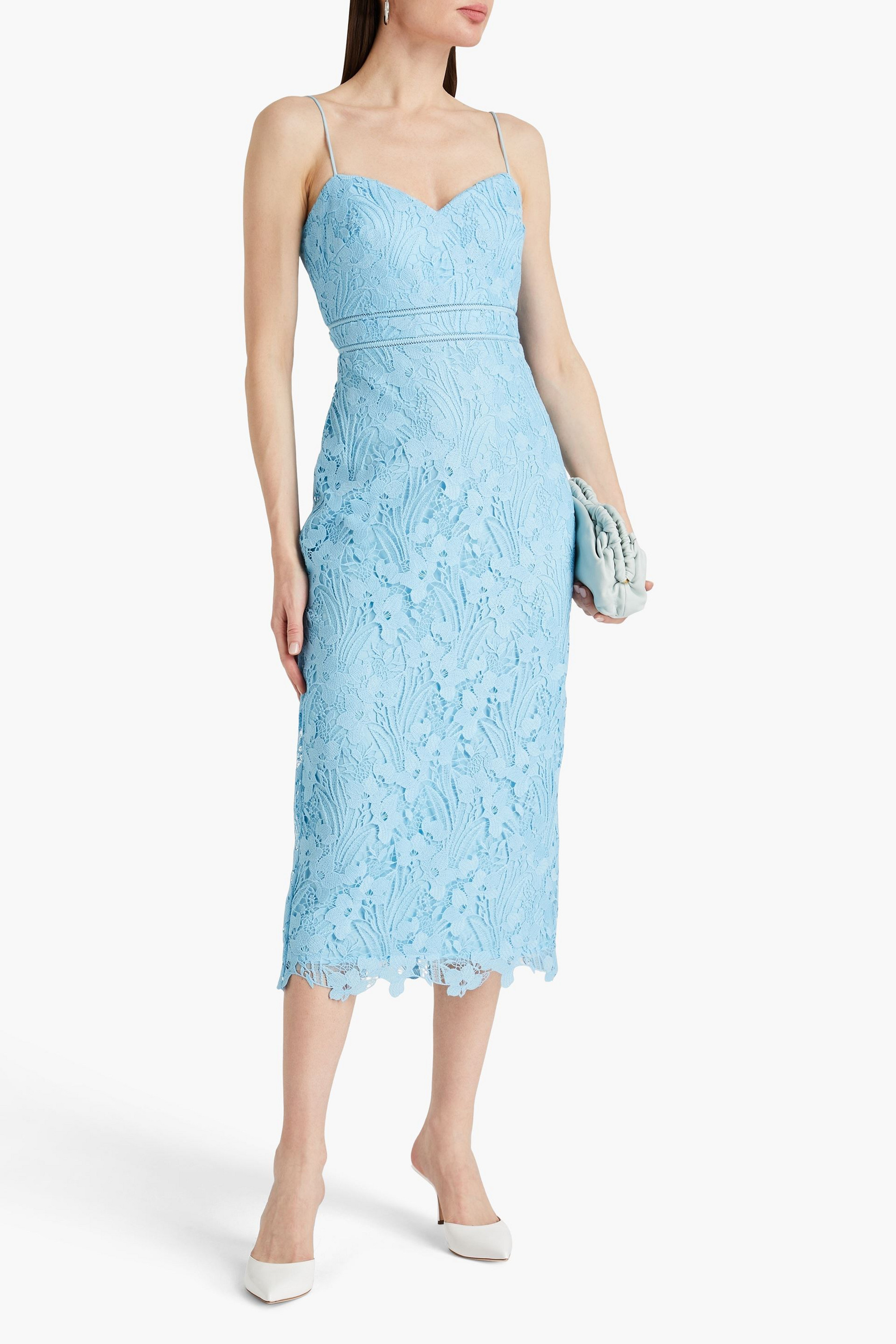 ML MONIQUE LHUILLIER Serenity macramé lace midi dress
