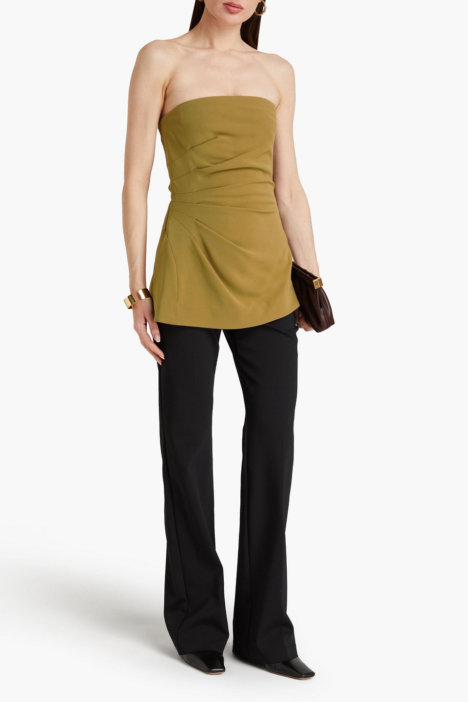 PROENZA SCHOULER STRAPLESS DRAPED CREPE TOP