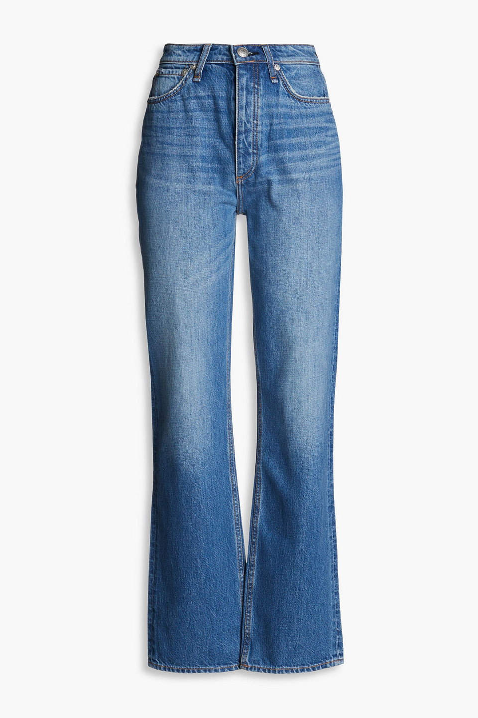 Alex distressed high-rise straight-leg jeans