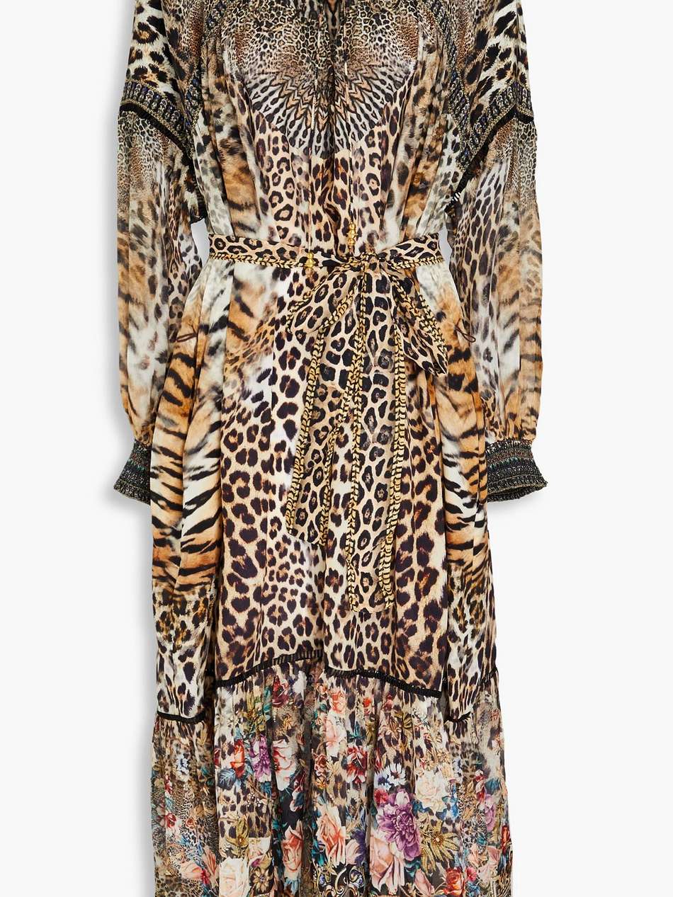 embellished printed silk-chiffon maxi dress