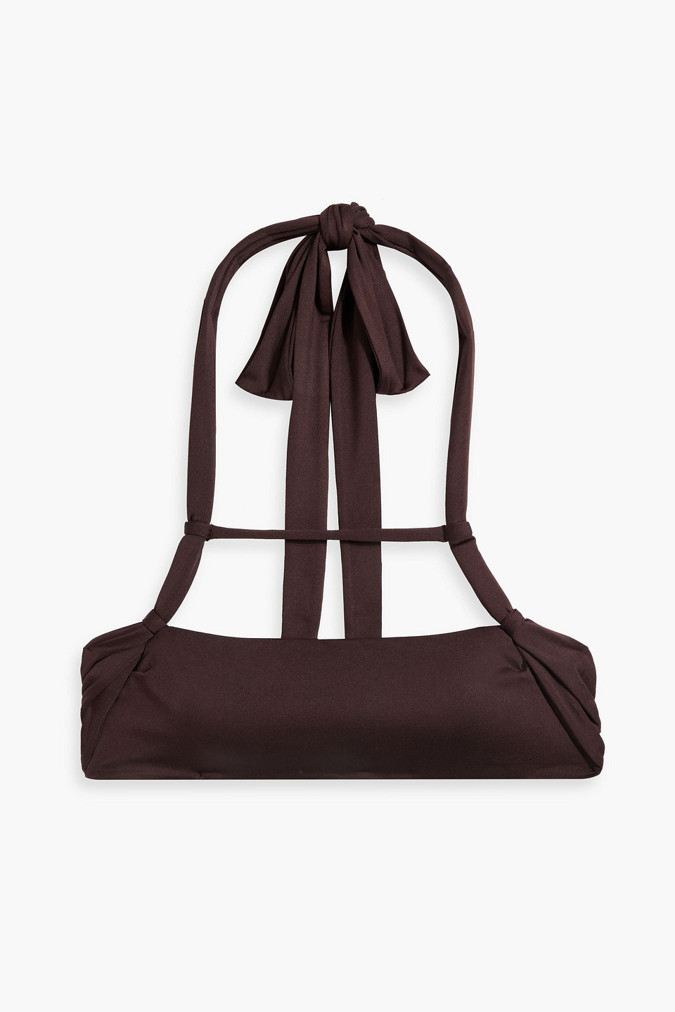 Jacquemus Sofio Cutout Halterneck Bikini Top In Chocolate