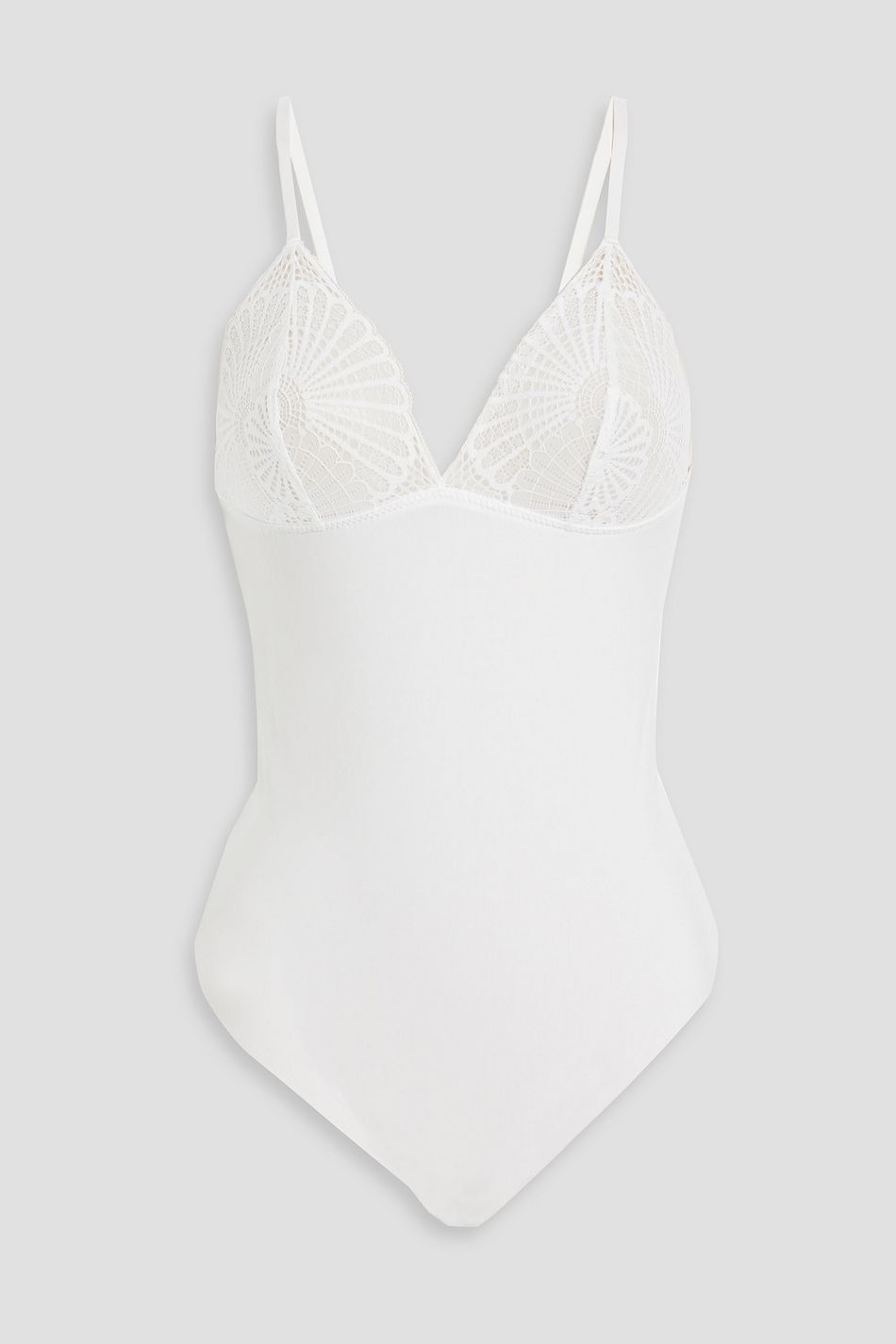 COMMANDO Lace-trimmed stretch-Micro Modal bodysuit | THE OUTNET