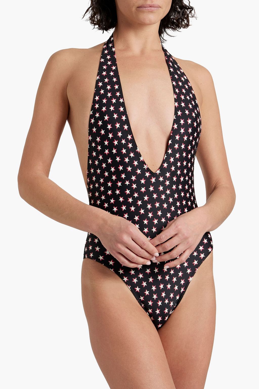 SAINT LAURENT Printed halterneck swimsuit